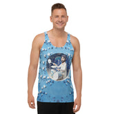 Close-up of Jungle Canopy tank top fabric and print.